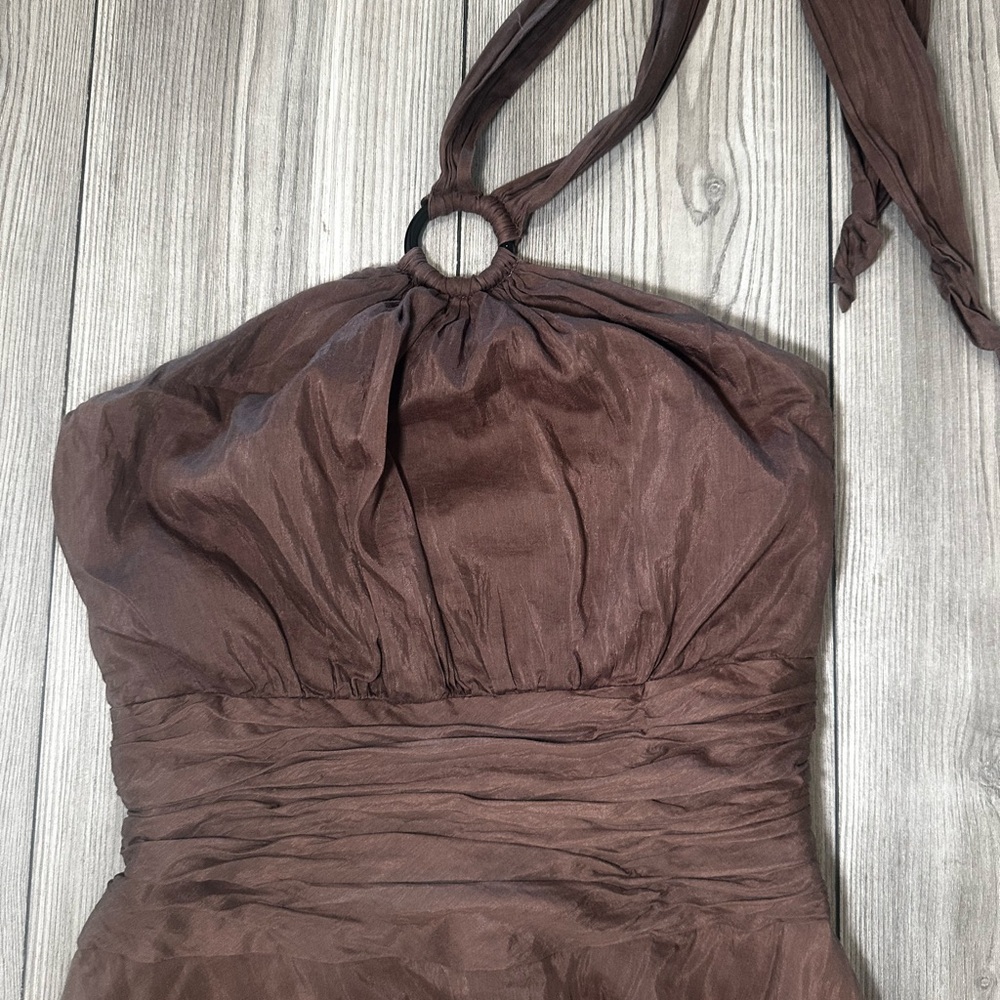 Y2K White House Black Market Brown Halter Dress - Picture 2 of 6